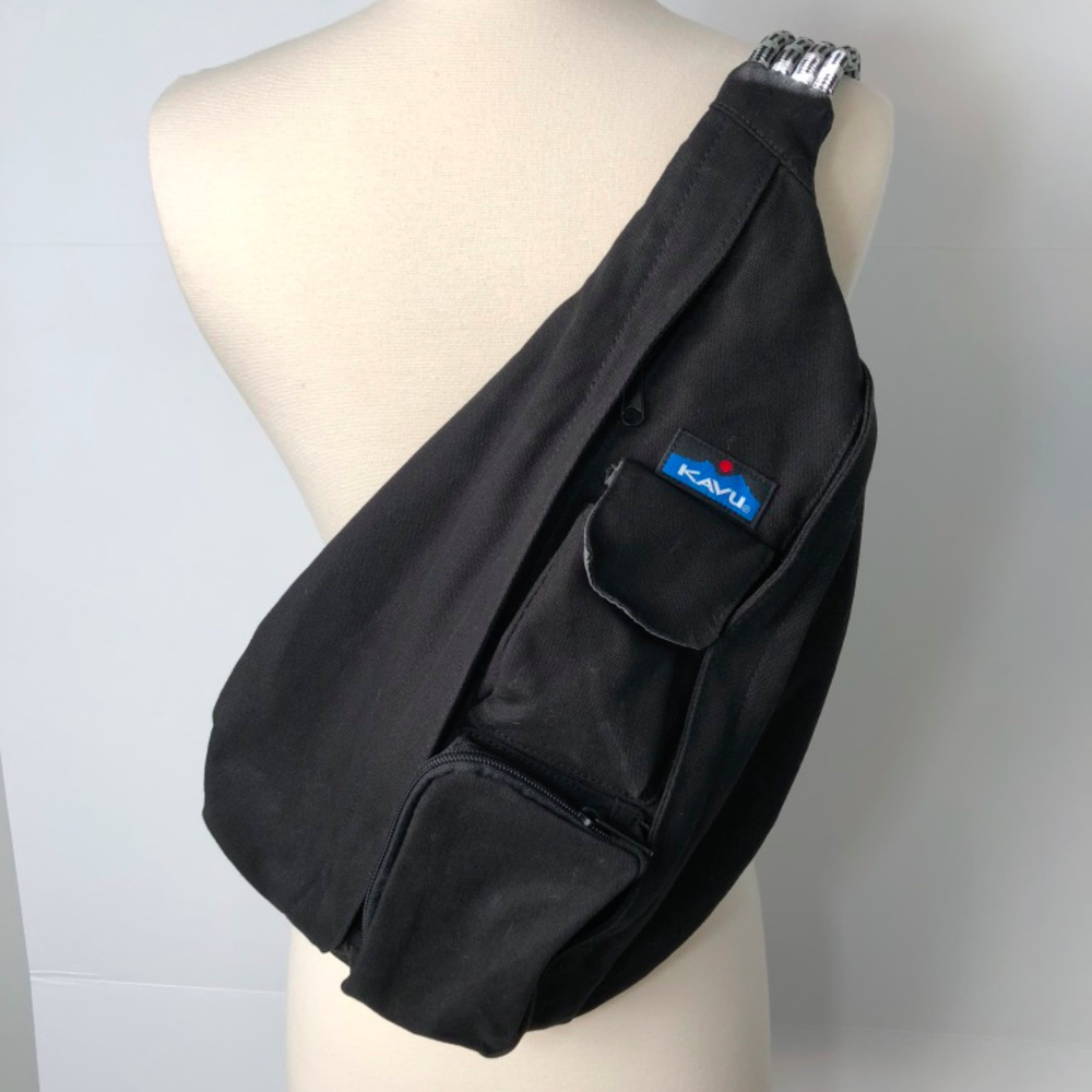 Kavu Rope Bag Black Canvas Sling Backpack